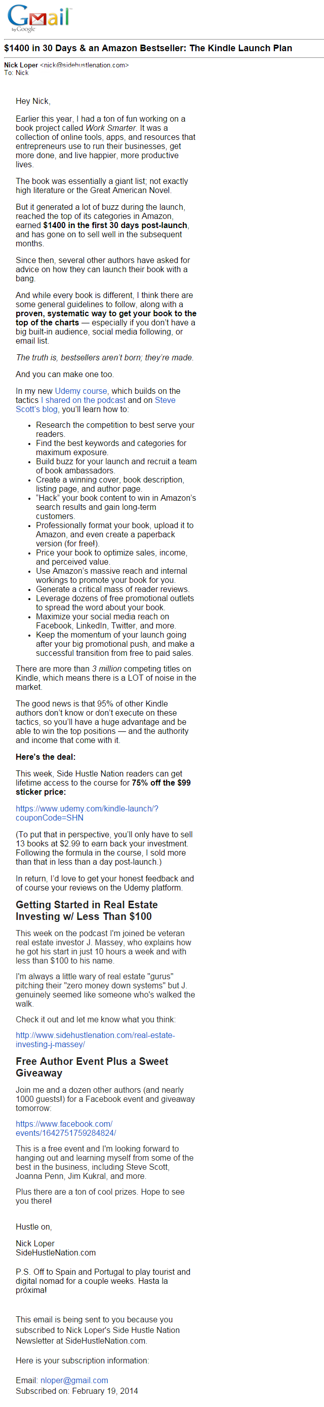 udemy launch email