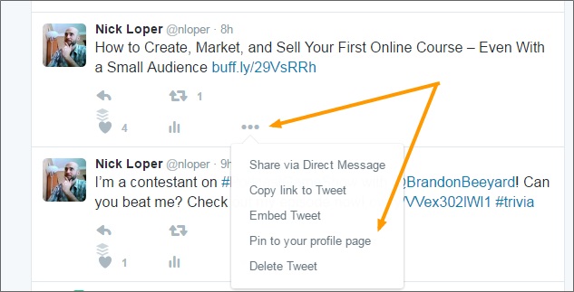 how to pin a tweet