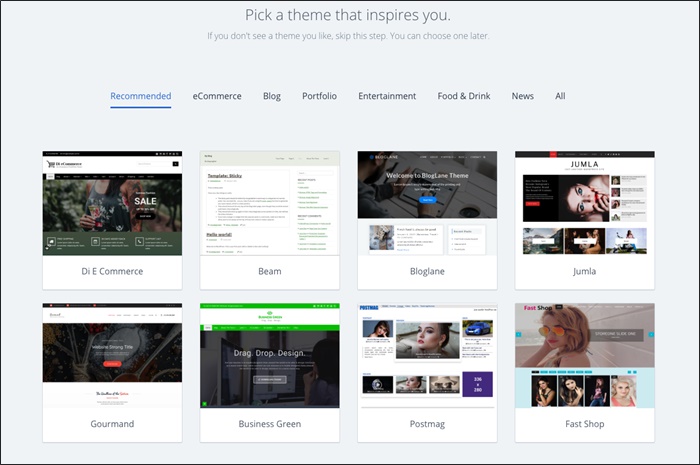 pick a theme for your website