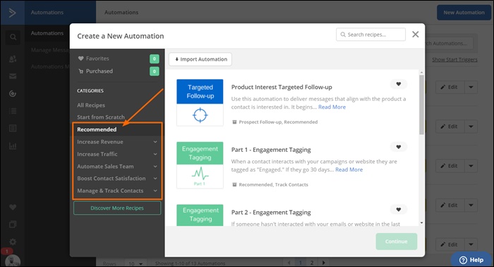 activecampaign recommended automations