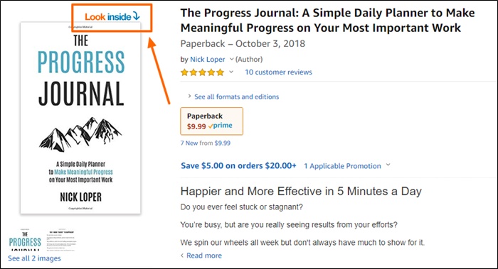 look inside on amazon