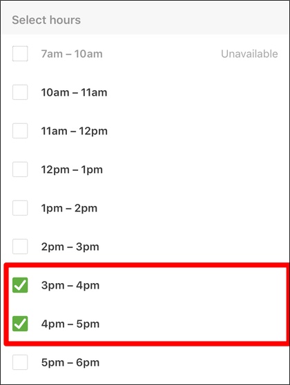 instacart select your hours