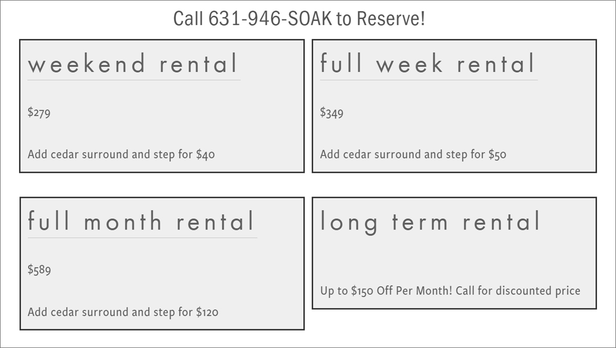 li hot tub rental pricing