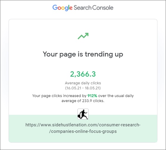 one of your pages is trending in search