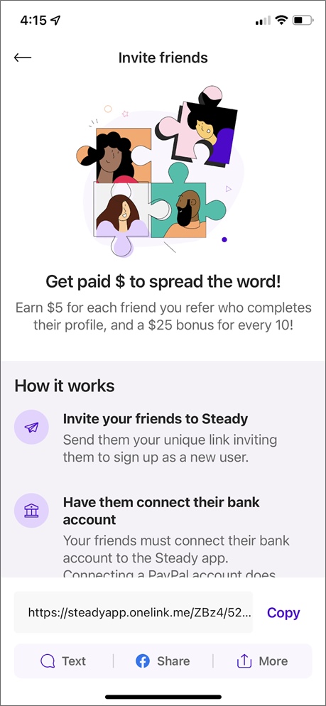 invite friends to download the steady app