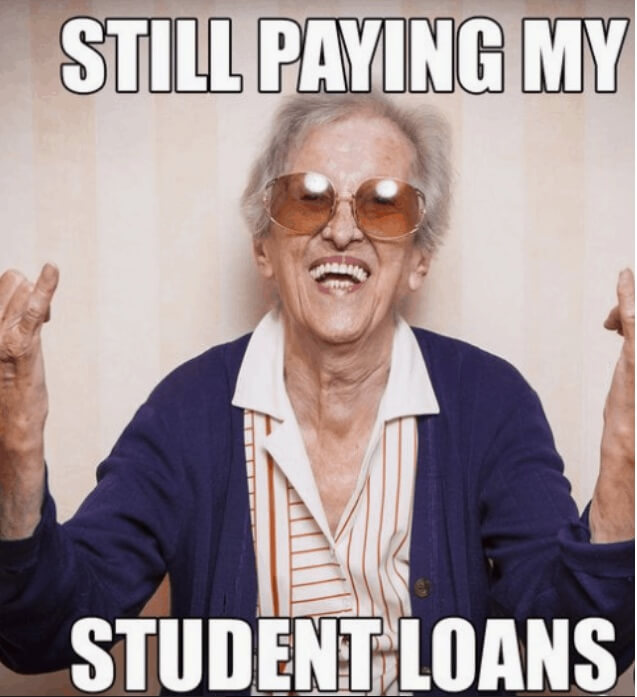 old person still paying student loans