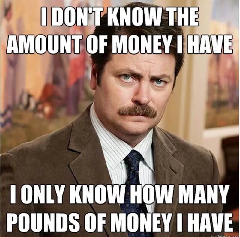 how many pounds of money