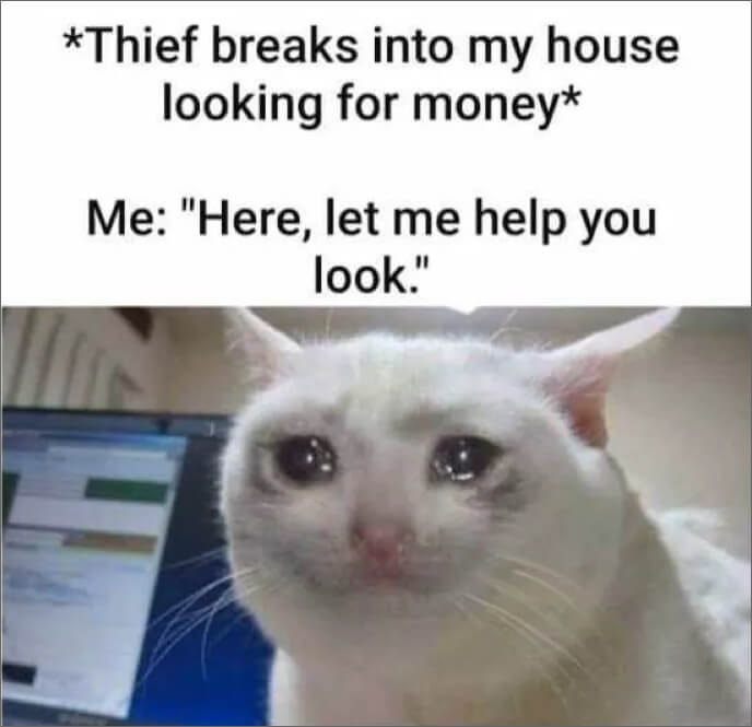 looking for money around the house meme