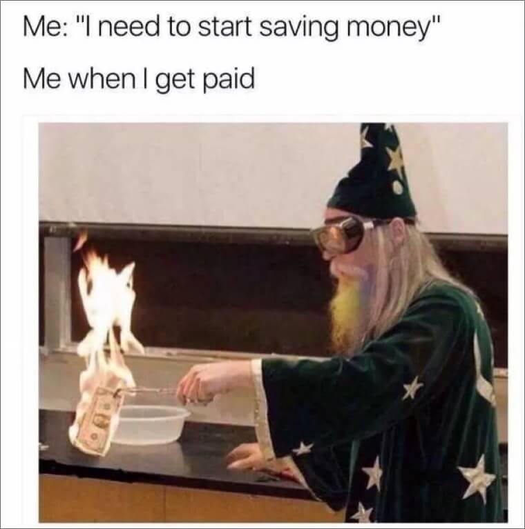 wizard lighting money on fire meme