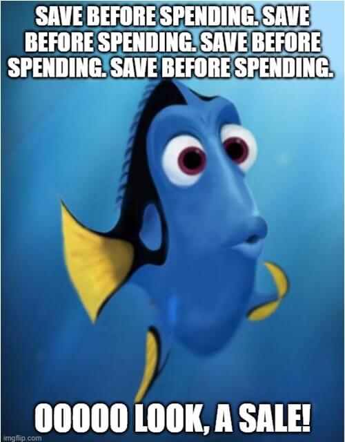 dory saving money meme