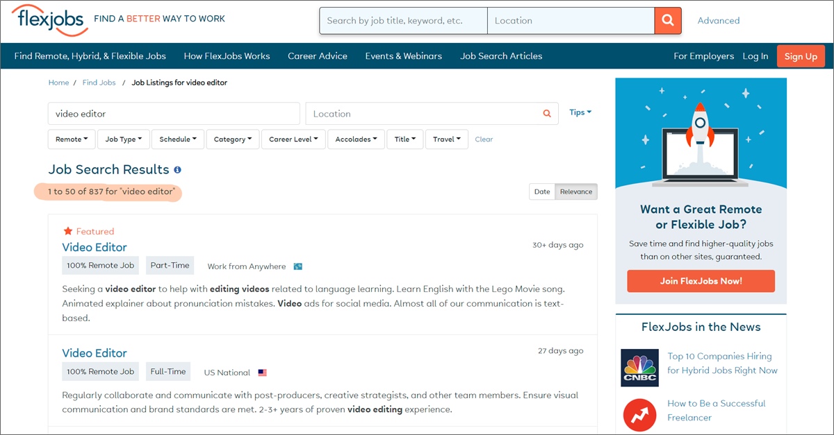 video editor jobs on flexjobs