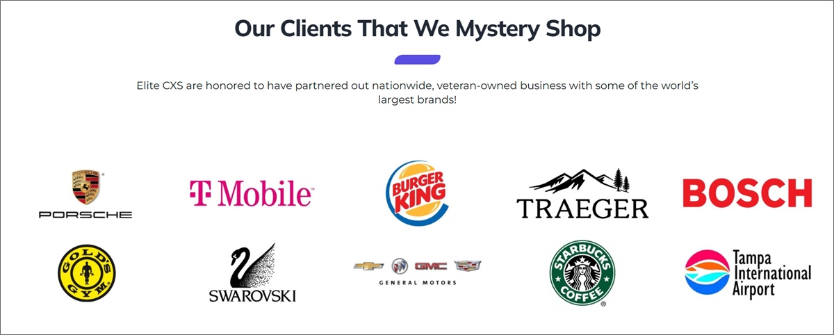 elite cxs mystery shopping clients