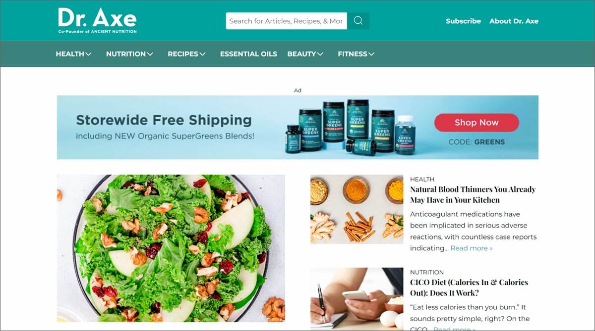 dr axe blog example