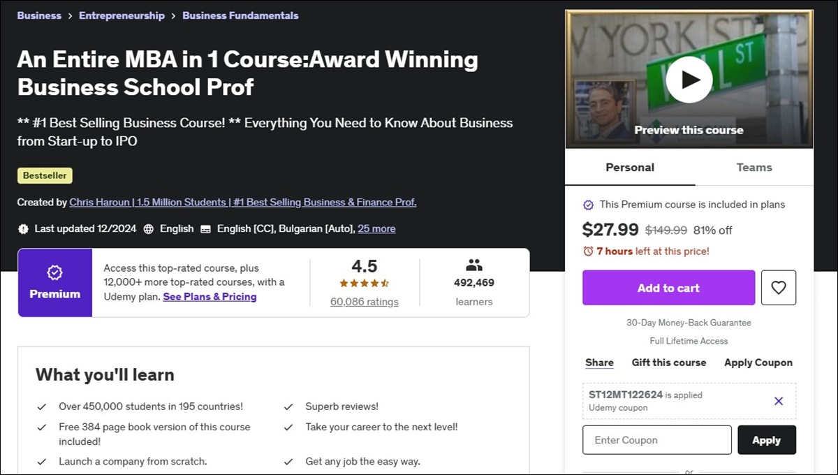 MBA course on Udemy