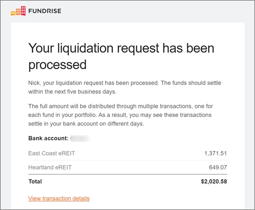 fundrise liquidation request