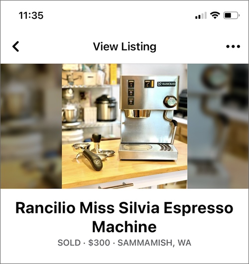 selling an espresso machine on facebook marketplace