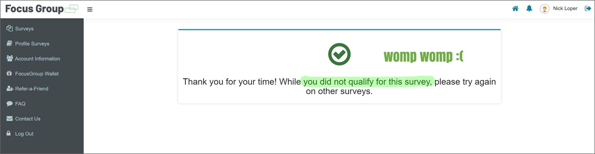 focusgroup did not qualify