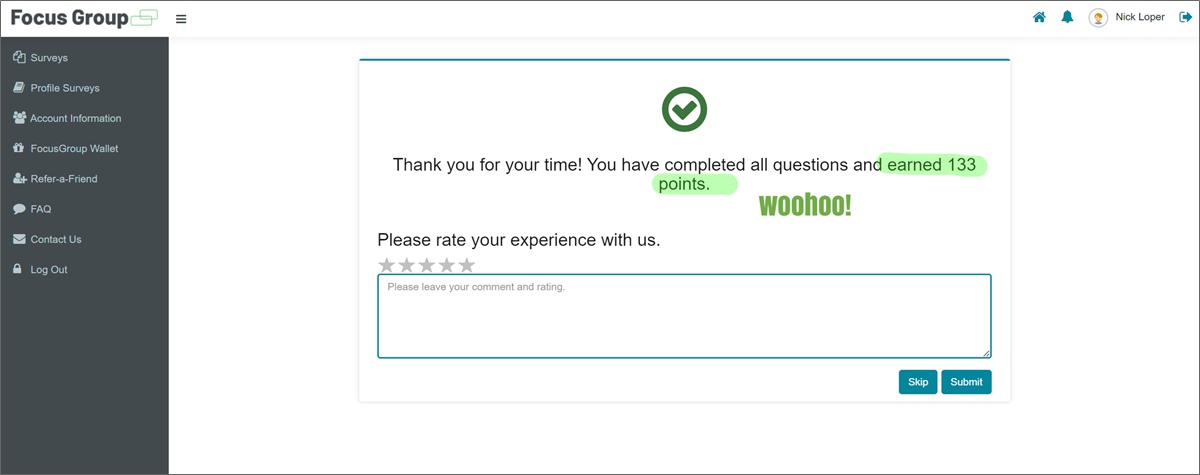 focusgroup online survey complete