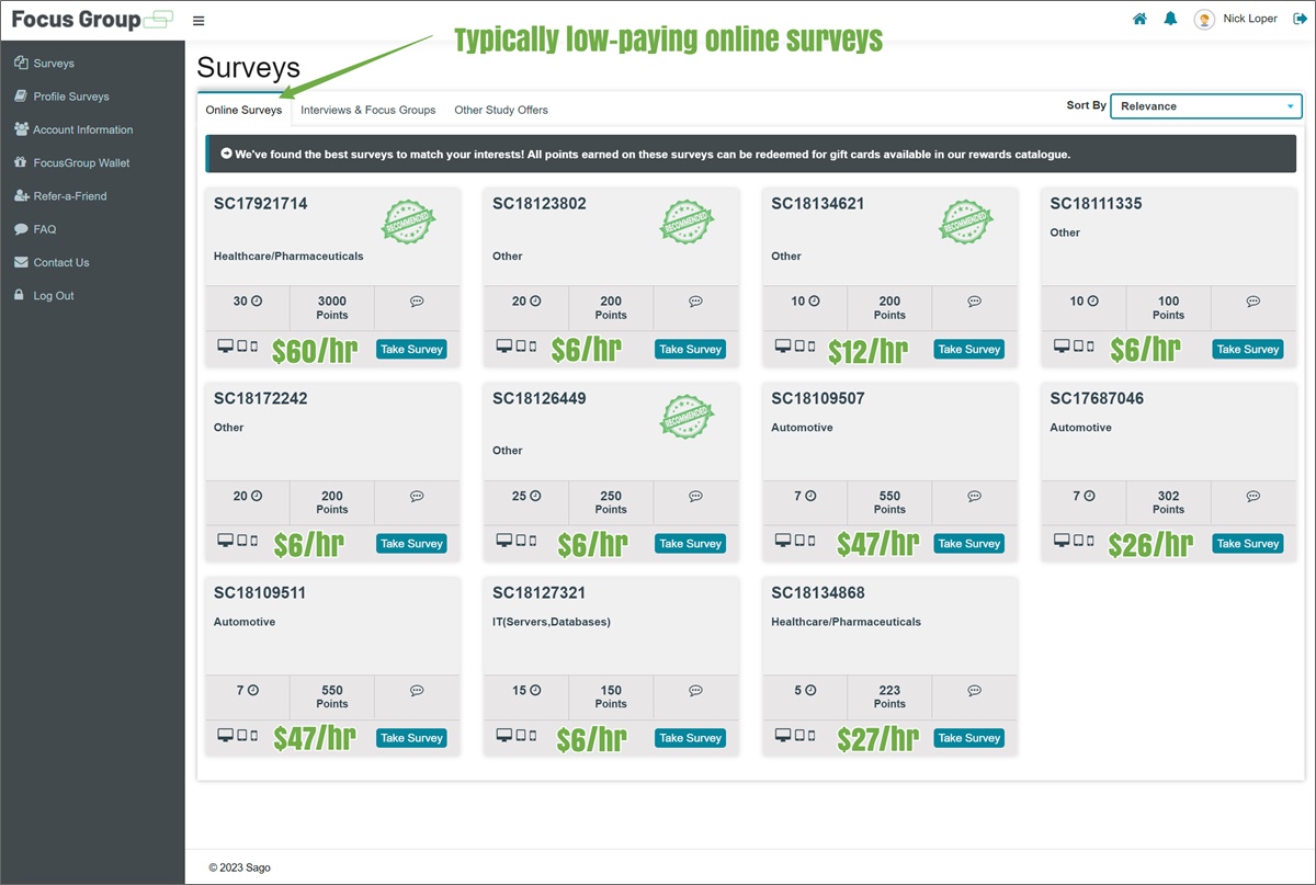 focusgroup online surveys