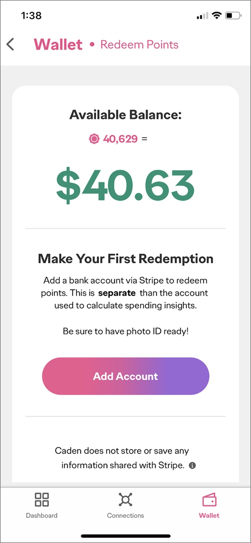 make your first caden redemption