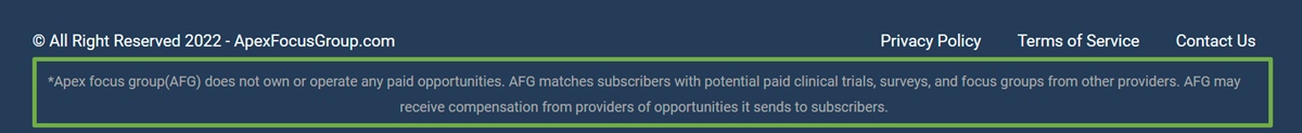 apex focusgroup disclaimer