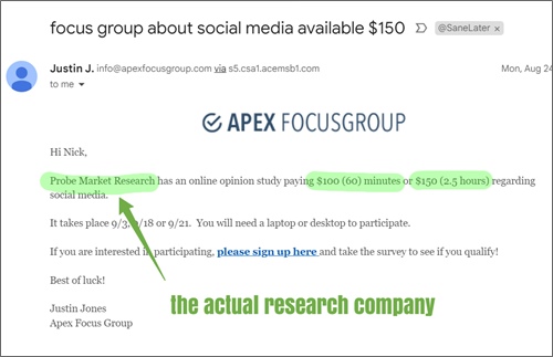 sample apex focus group email
