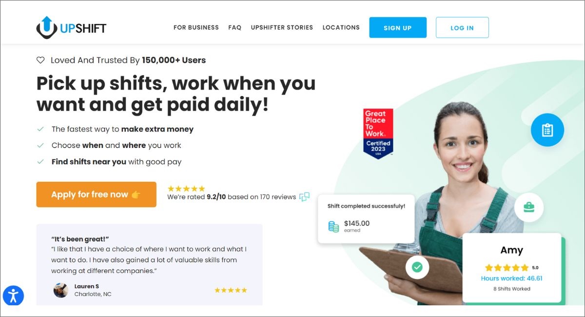 upshift worker homepage