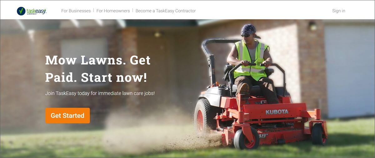 taskeasy get paid to mow lawns