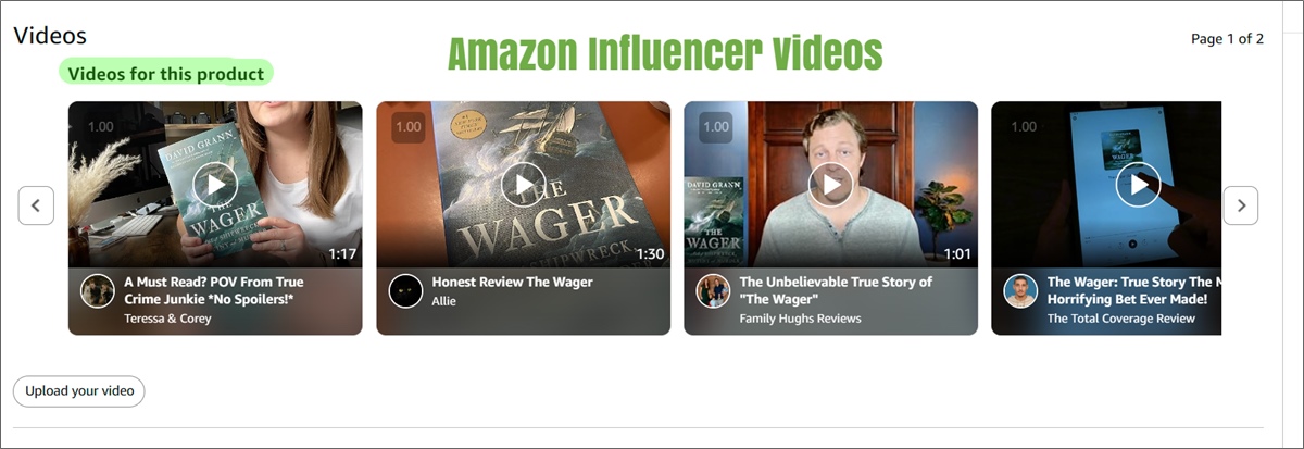 Amazon influencer book review videos