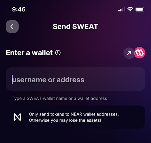 sweat transfer wallet id