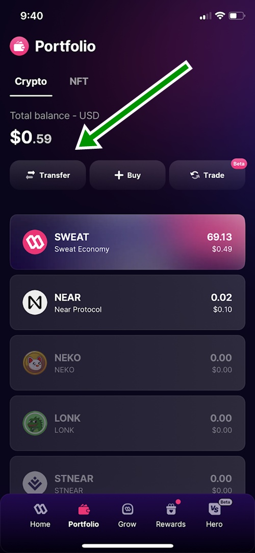 transfer sweat wallet