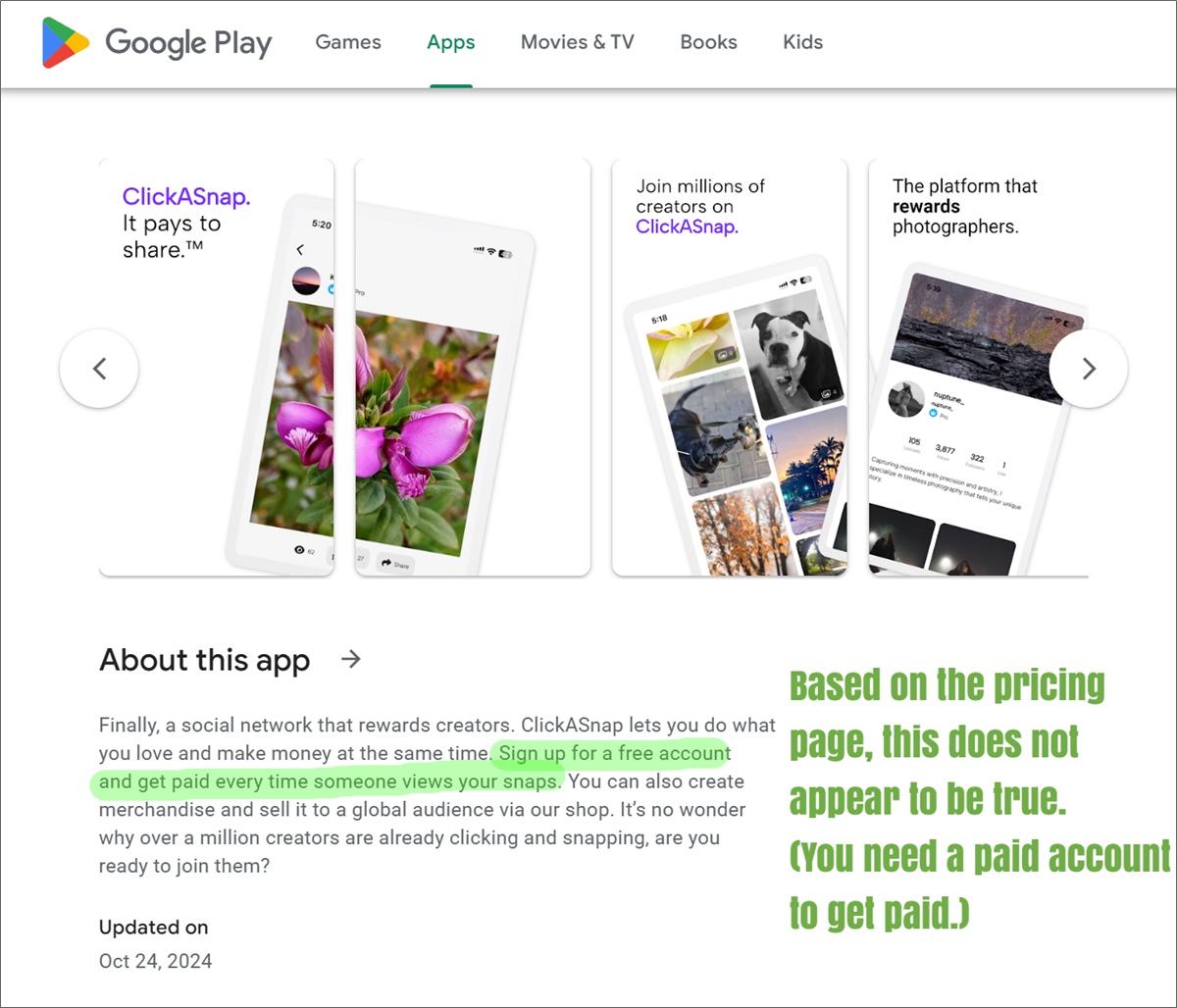 clickasnap google play