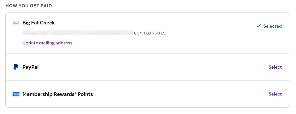 rakuten payout options