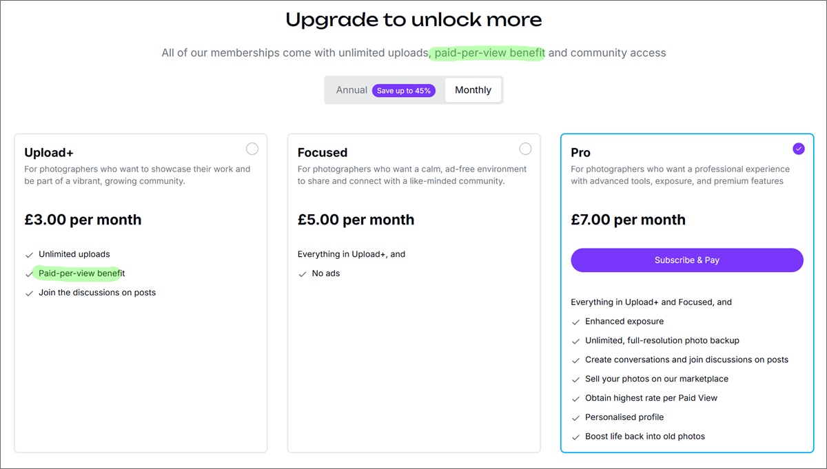 clickasnap membership tiers