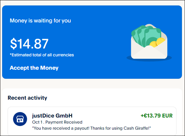 giraffe cash payout proof
