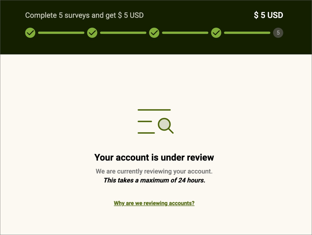 five surveys account under review