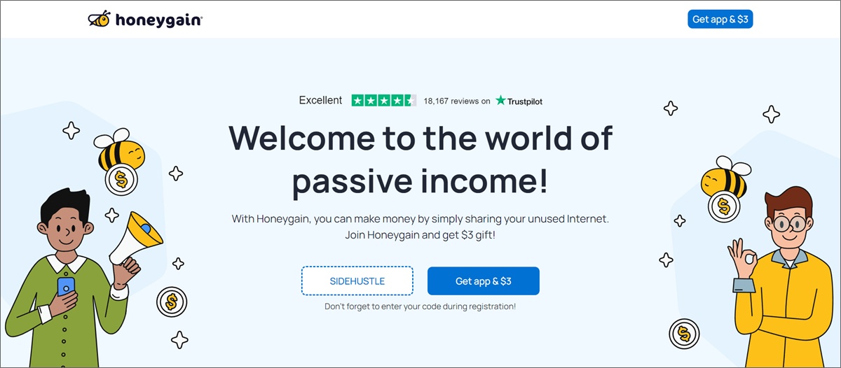 passive income with honeygain