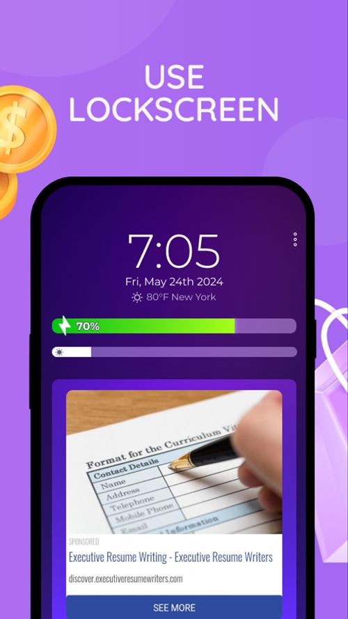 smore lockscreen ads