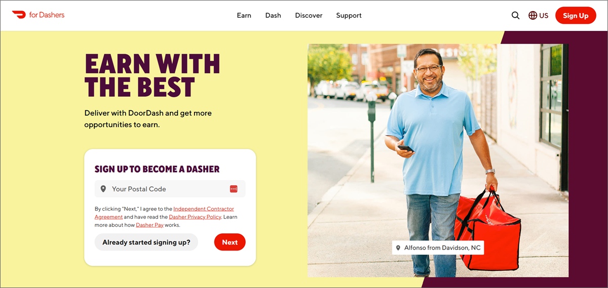 doordash driver sign-up